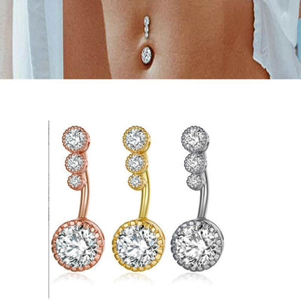 Belly Button Rings Bar Navel Surgical Steel Zirconia Piercing Body Piercing - Aimall