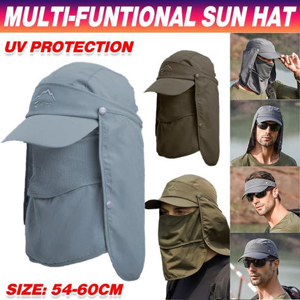 Unisex Face Neck Flap Hat Wide Brim Cap Hiking Fishing UV Sun Protection Outdoor - Aimall