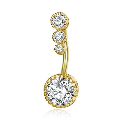 Belly Button Rings Bar Navel Surgical Steel Zirconia Piercing Body Piercing - Aimall