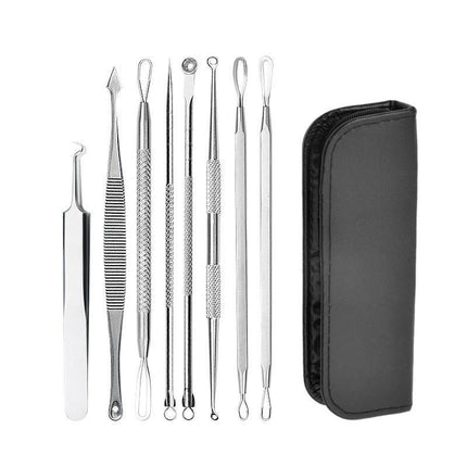 8PCS Blackhead Whitehead Pimple Spot Comedone Extractor Remover Popper Tool Kit - Aimall