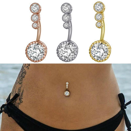Belly Button Rings Bar Navel Surgical Steel Zirconia Piercing Body Piercing - Aimall