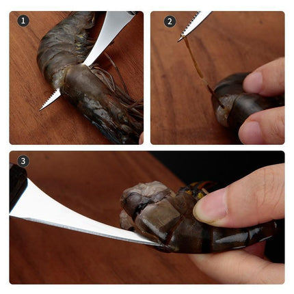 Prawn Peeler Shrimp Deveiner Device Shrimp Opener Kitchen Tool Stainless Steel - Aimall