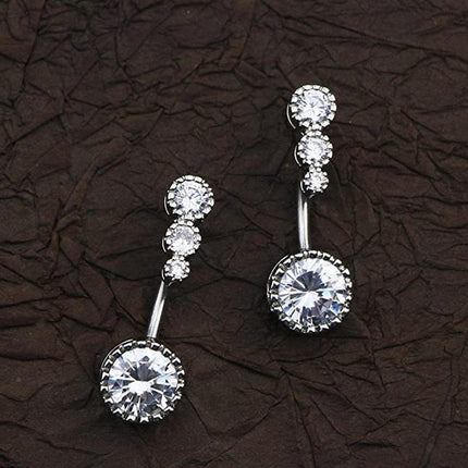 Belly Button Rings Bar Navel Surgical Steel Zirconia Piercing Body Piercing - Aimall
