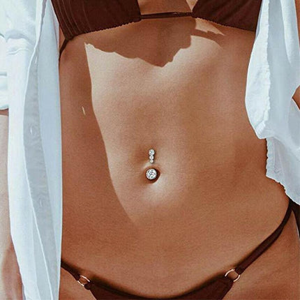 Belly Button Rings Bar Navel Surgical Steel Zirconia Piercing Body Piercing - Aimall