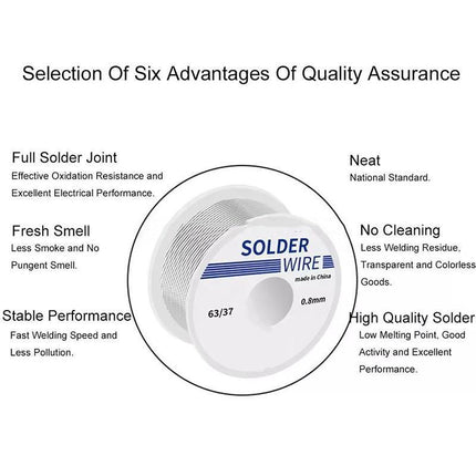 0.8mm 100g 63/37 Tin Solder Wire Rosin Core Soldering Kit Tool 2% Flux - Aimall