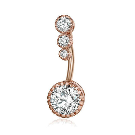 Belly Button Rings Bar Navel Surgical Steel Zirconia Piercing Body Piercing - Aimall