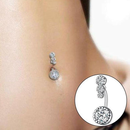 Belly Button Rings Bar Navel Surgical Steel Zirconia Piercing Body Piercing - Aimall