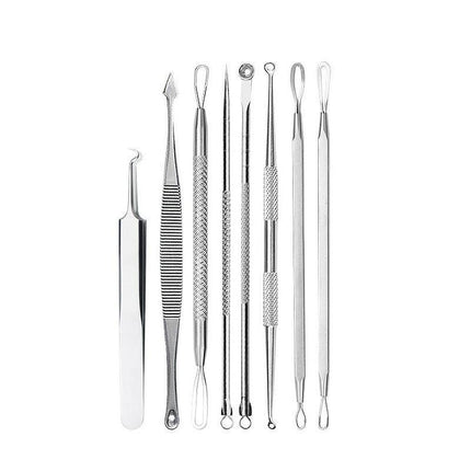 8PCS Blackhead Whitehead Pimple Spot Comedone Extractor Remover Popper Tool Kit - Aimall