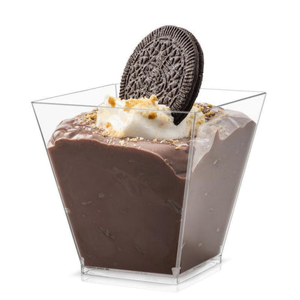 Array of Plastic Dessert Cups filled with colorful desserts.