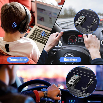 2in1 USB Bluetooth5.0 Transmitter Receiver Audio Adapter AUX 3.5mm TV PC Speaker - Aimall