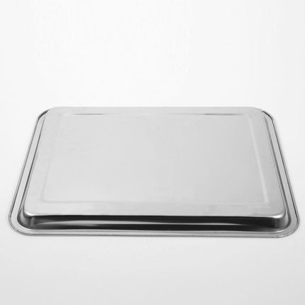 2X Stainless steel Oblong Tray Plate Serving Tray Silver Dinner Food Kitchenware - Aimall