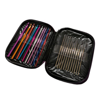 Crochet Hook Set New 22pcs Multicolour Aluminum Knit Knitting Needle Weave Craft - Aimall