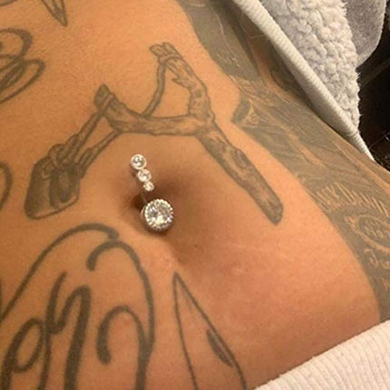 Belly Button Rings Bar Navel Surgical Steel Zirconia Piercing Body Piercing - Aimall