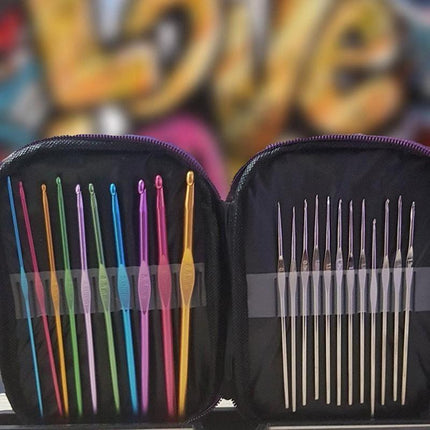 Crochet Hook Set New 22pcs Multicolour Aluminum Knit Knitting Needle Weave Craft - Aimall