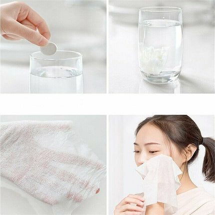 UP 100PCS Disposable Cotton Compressed Washcloth Face Towel Wet Wipe travel AU - Aimall