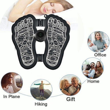 Black Rechargeable EMS Bioelectric Acupoints Massager Mat Foot Stimulator AU - Aimall