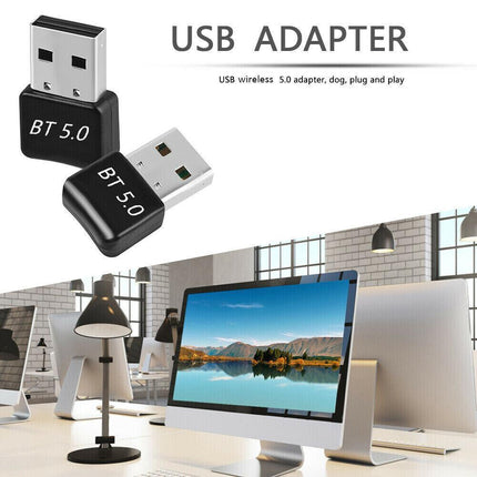 Bluetooth V5.0 Wireless USB Mini Dongle Adapter For Windows Laptop PC Universal - Aimall