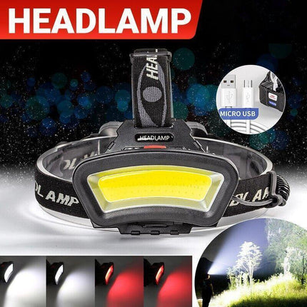 100000LM COB+LED Headlamp Headlight Torch USB Rechargeable Flashlight Work - Aimall