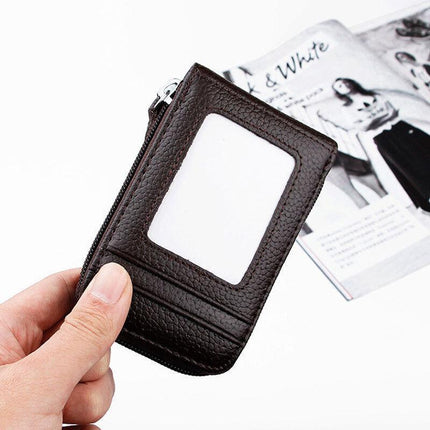 RFID Blocking Leather Wallet Anti-theft Credit Card Holder Men Women Coin Purse - Aimall