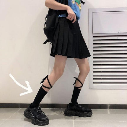 Cross-Tie Women Lolita Socks Bandage Stockings Korean Style Middle Tube Socks AU - Aimall
