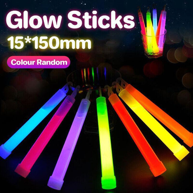 50 x 6 INCH MIXED GLOW STICKS W/LANYARD BULK PARTY RAVE LIGHT DISCO GLOW IN DARK - Aimall