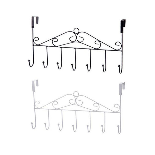 7-Hooks for Bedroom Over The Door Hanger Clothes Storage Towel Iron Hanging Rack - Aimall