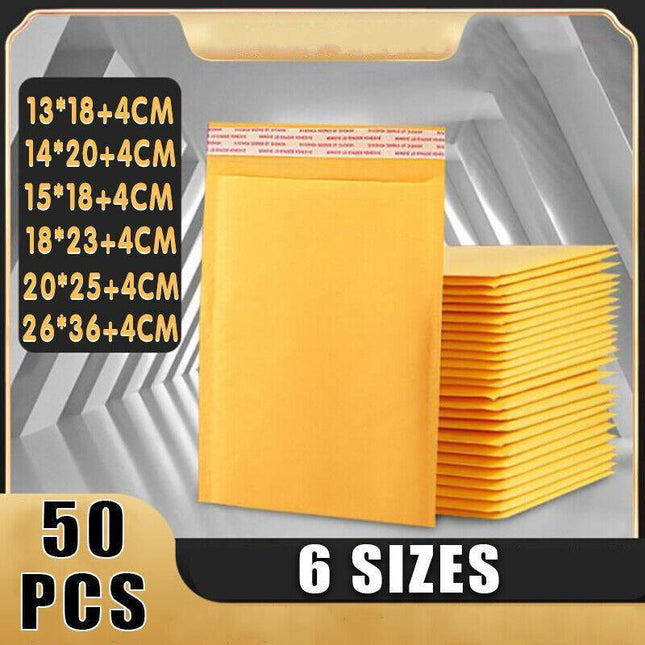 Yellow Bubble Mailer 6 Size Filler Bag Envelopes 50 Pcs In Stock Bubble Bag NEW - Aimall