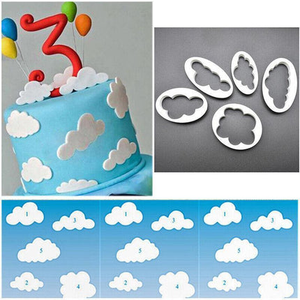5PCS Clouds Shape Biscuit Cookie Cutter Fondant Cake Decor Baking Mold Tool AU - Aimall