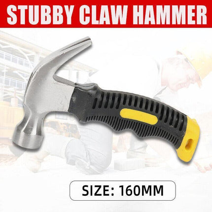 Stubby Claw Hammer Drop Forged Steel All Purpose Rubber Grip 8OZ Small Area AU - Aimall