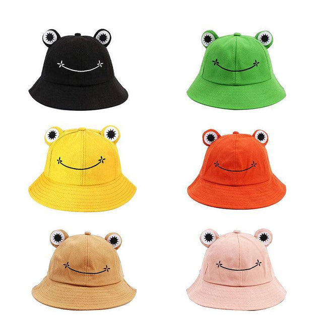 Adult Kids Frog Bucket Hat Outdoor Hiking Beach Fishing Cap Sunscreen Sunhat LM - Aimall