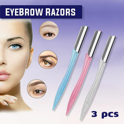 Eyebrow shaving kit folding 3 pieces for women learning eyebrow shaving makeup - Aimall