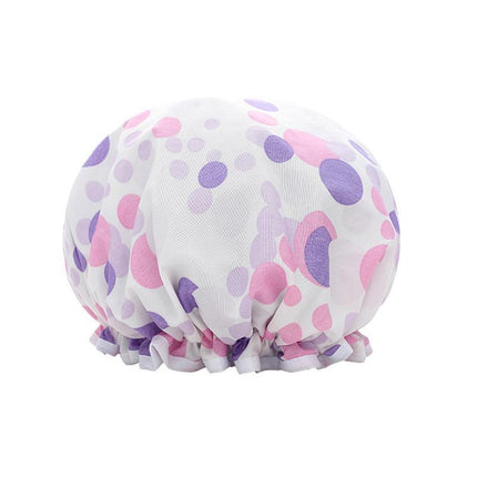 Double Layer Lux Shower Cap Bath Hat Hair Care Women Sleep Waterproof Reusable - Aimall
