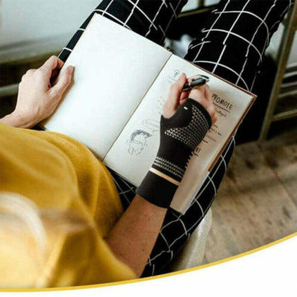 Copper Wrist & Hand Compression Sleeve Support Arthritis Gloves Hand Palm Brace - Aimall