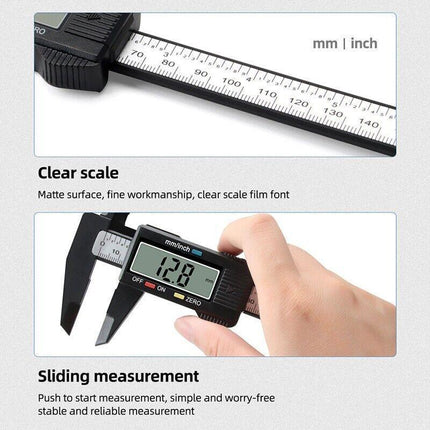 Electronic Digital Vernier Caliper 150mm 6'' Inch Micrometer Gauge Carbon Fiber - Aimall