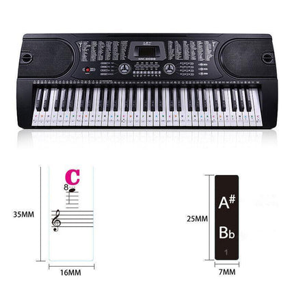 TRANSPARENT Keyboard Piano Stickers 88/61/54/49/37 KEYS Sticker Note For Learner - Aimall