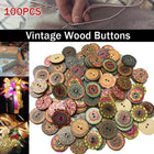 100 Mixed Vintage Wood Buttons Flower DIY Sewing Craft Buttons 2 hole Decorative - Aimall
