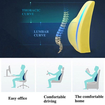 Memory Foam Lumbar Back Support Cushion Seat Waist Back Pillow Home Car Office - Aimall
