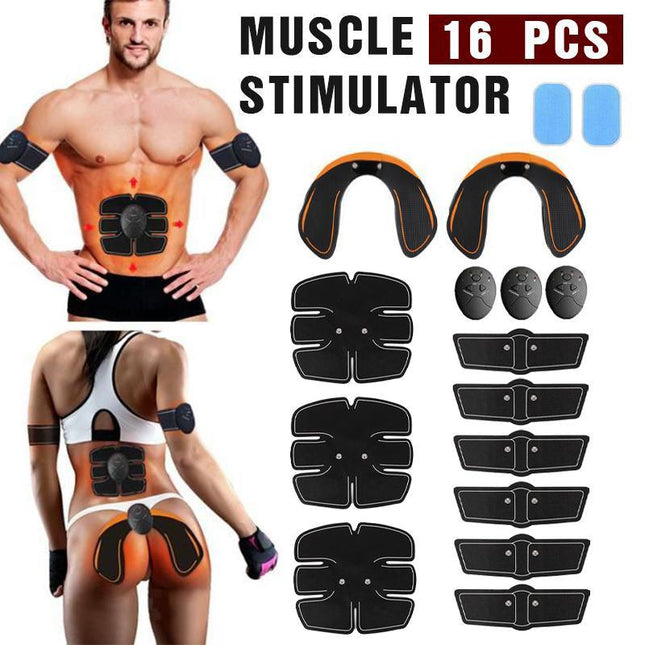 16PCS EMS Muscle Stimulator Training Gear ABS Ultimate Hip Trainer Body Exercise - Aimall