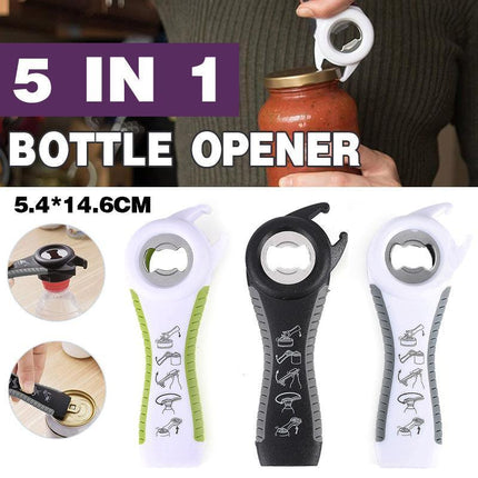 Multi 5 in 1 Manual Cap Kitchen Tool Jar Twist Off Lid Bottle Can Opener Gadget - Aimall