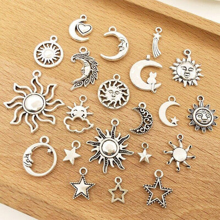 80PCS Mixed Tibetan Silver Charms Pendants Jewelry Making Findings DIY Craft - Aimall