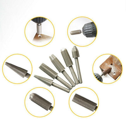 5PCS Metal Cutter Drill Bits Rotary Bits Rasp For Steel Grinding Carving AUStock - Aimall