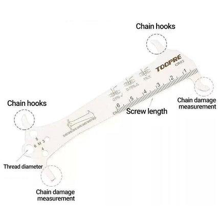 Bike Chain Wear Indicator Checker + Chains Hook, Bolt Gauge & Ruler - Aimall