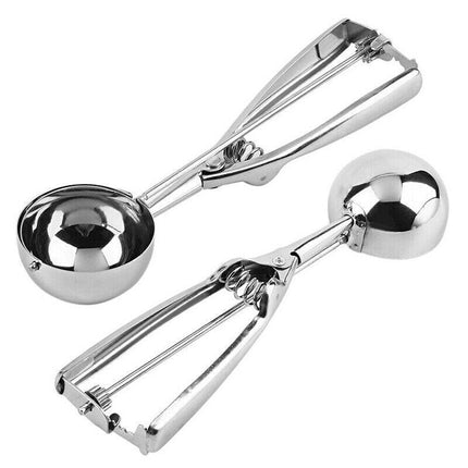 Stainless Steel Icecream Ice Cream Scoop Cookie Dough Mash Spoon Trigger 6cm Dia - Aimall
