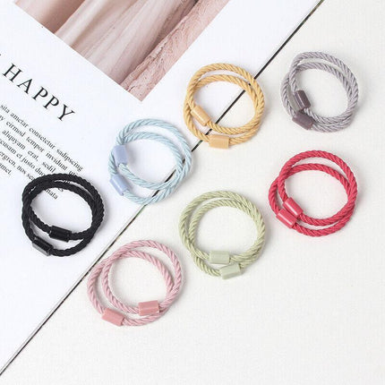 50 x Hair Ties Elastic Band Snagless Ponytail Tie School Bubbles Various Colours - Aimall