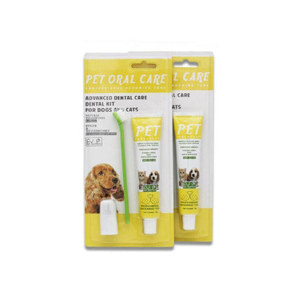 1X Pet Dog Cat Cleaning Toothpaste+Toothbrush+ Back Up Brush Set Vanilla Flavour - Aimall