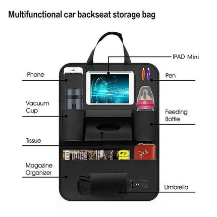 Car Seat Back Organiser Tidy Organizer Travel Kid Storage Bag Pocket Cup Holder - Aimall