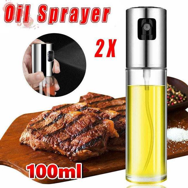 2x Oil Sprayer Olive Bottle for Cooking Dispenser Steam Food-Grade Glass Bottles - Aimall