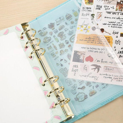 12x A5/A6/A7 Binder Pocket Zipper 6 Holes PVC Document Filling Bags Clear Kit - Aimall
