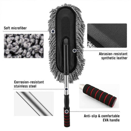 Car Wash Duster Cleaning Microfiber Telescoping Brush Dusting Dust Wax Mop - Aimall