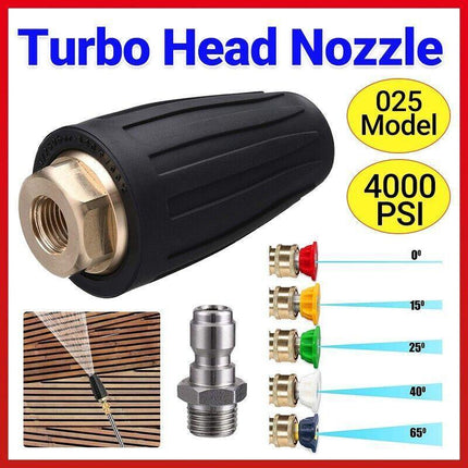 4000PSI Turbo Nozzle for Pressure Washer Rotating Nozzle and 5 Tips 1/4" Quick - Aimall